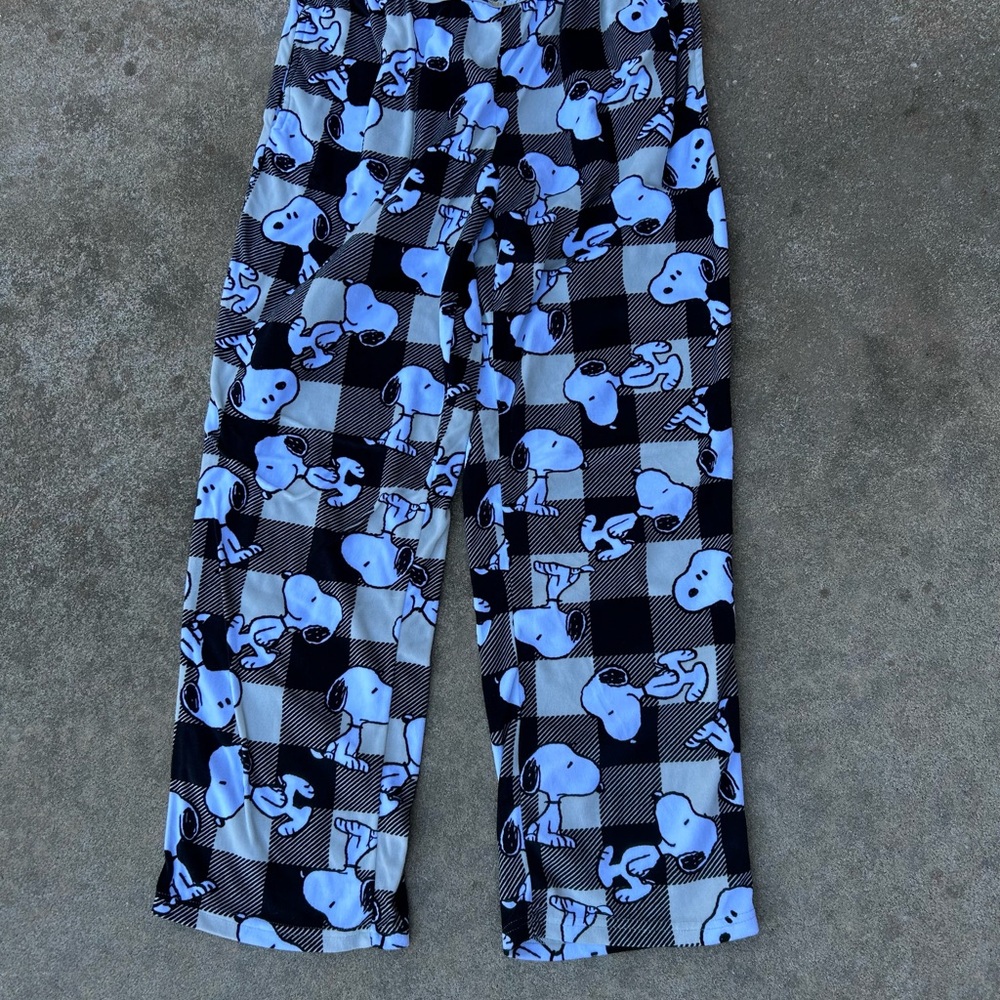 Peanuts Black and Blue Snoopy Checkered Pajama Pants